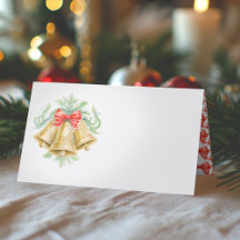 Golden bells watercolor green red christmas event