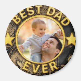 Golden Best Dad ever Photo Happy Father's Day  Magnet