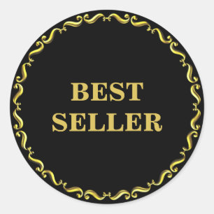 Golden Best Seller & Elegant Golden Frame Classic Round Sticker