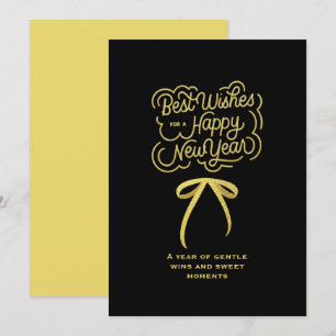 Golden Best Wishes New Year Card