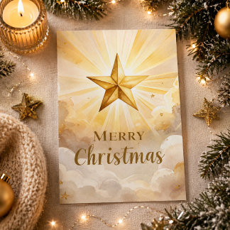 Golden Bethlehem Star Merry Christmas Holiday Gree Card
