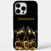 Golden bike flags in a bold display