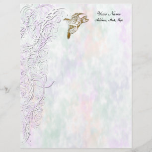 Golden bird and swirls customized letterhead
