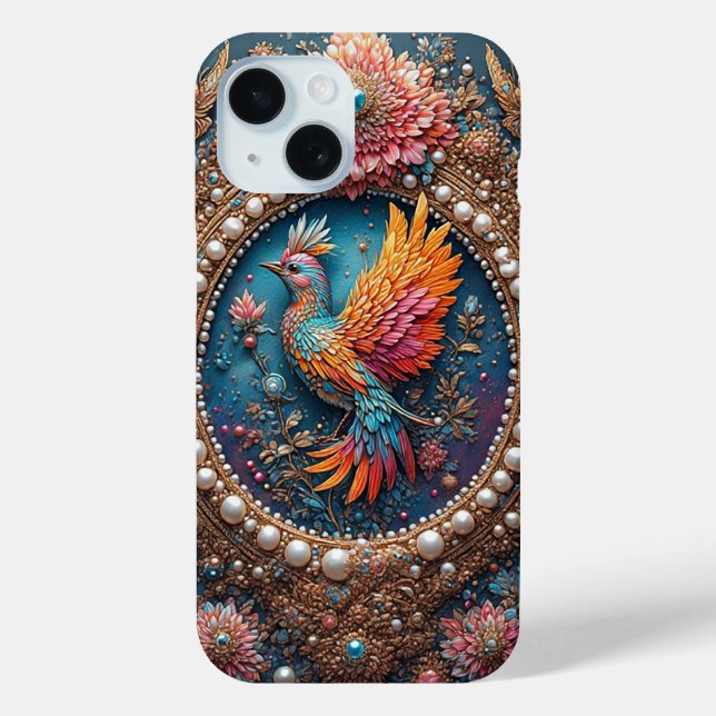 Golden Bird in Ornate Decorative Frame Case-Mate iPhone Case (Back)