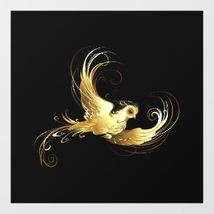 Golden Bird on Black Background