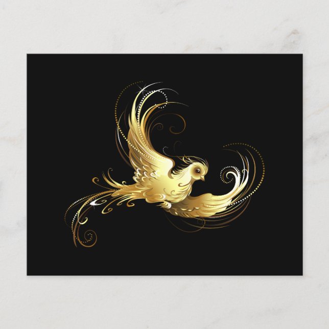 Golden Bird on Black Background (Front)
