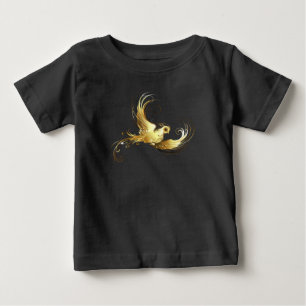 Golden Bird on Black Background Baby T-Shirt
