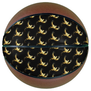 Golden Bird on Black Background Basketball