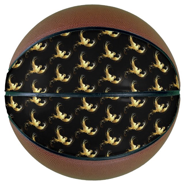 Golden Bird on Black Background Basketball (Front)
