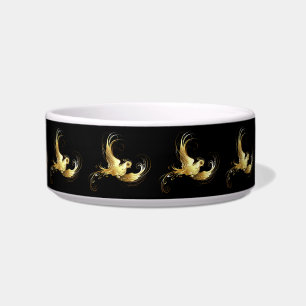 Golden Bird on Black Background Bowl