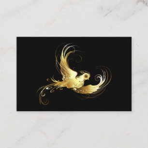 Golden Bird on Black Background Business Card