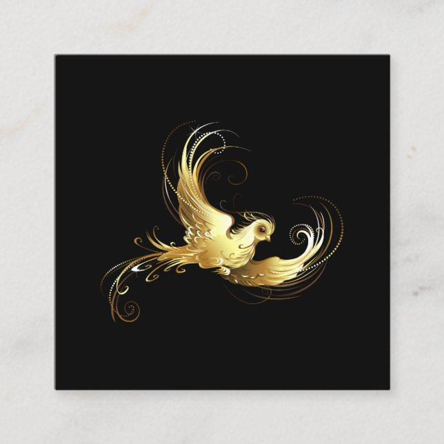 Golden Bird on Black Background Calling Card (Front)