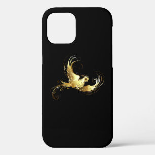 Golden Bird on Black Background iPhone 12 Case
