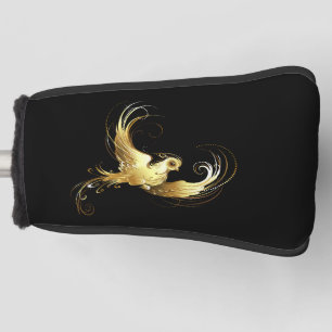 Golden Bird on Black Background Golf Head Cover