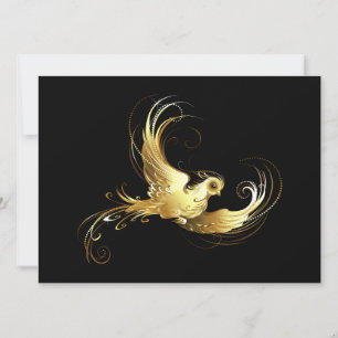 Golden Bird on Black Background Holiday Card