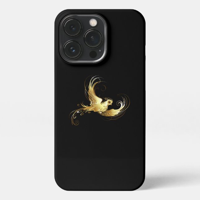 Golden Bird on Black Background iPhone Case (Back)