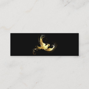 Golden Bird on Black Background Mini Business Card