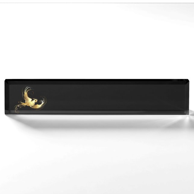 Golden Bird on Black Background Nameplate (Front)
