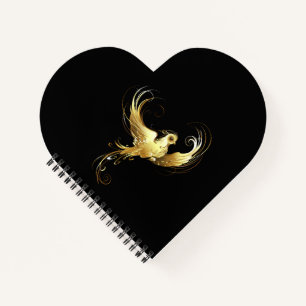 Golden Bird on Black Background Notebook