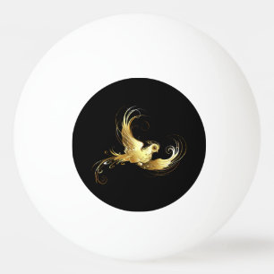 Golden Bird on Black Background Ping Pong Ball