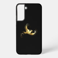 Golden Bird on Black Background