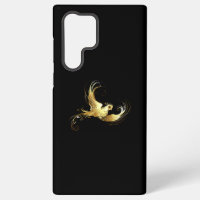 Golden Bird on Black Background