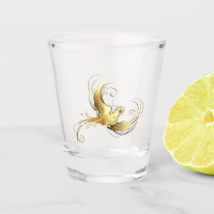 Golden Bird on Black Background Shot Glass