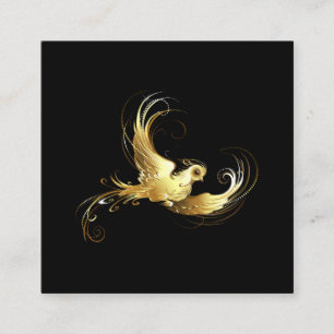Golden Bird on Black Background Square Business Card
