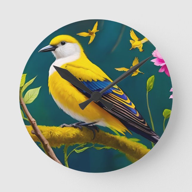 Golden Bird Round Clock (Front)