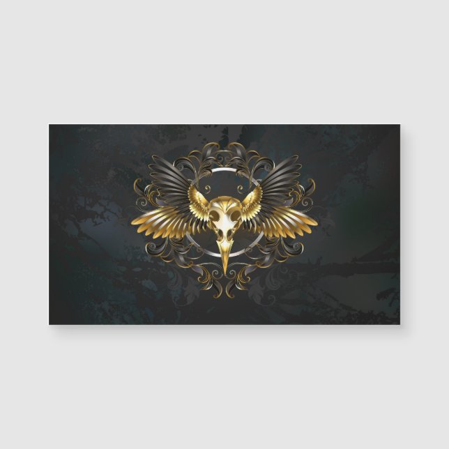 Golden Bird Skull on Black background (Front)