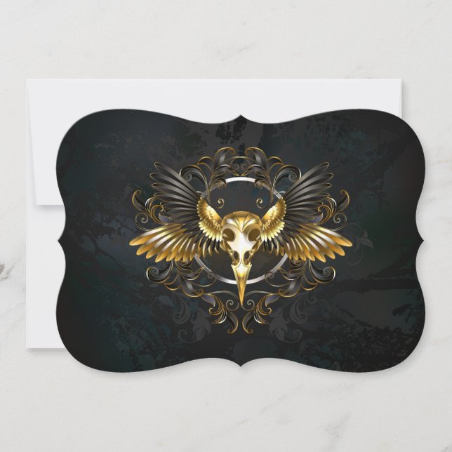 Golden Bird Skull on Black background (Front)