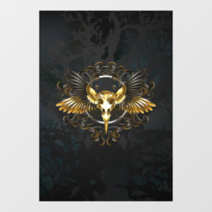 Golden Bird Skull on Black background