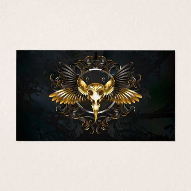 Golden Bird Skull on Black background (Front)