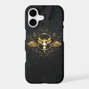 Golden Bird Skull on Black background