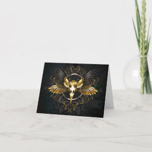 Golden Bird Skull on Black background Announcement