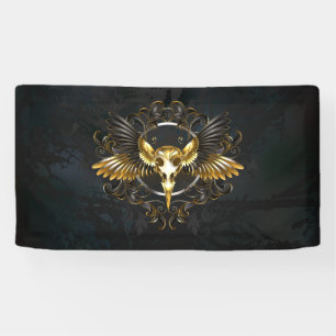 Golden Bird Skull on Black background Banner