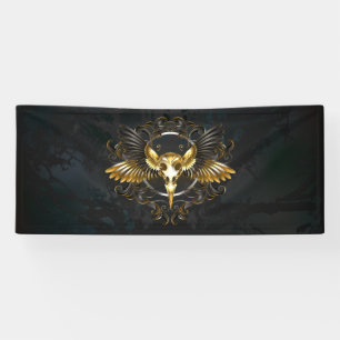 Golden Bird Skull on Black background Banner