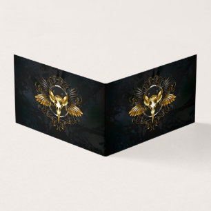 Golden Bird Skull on Black background Business Card
