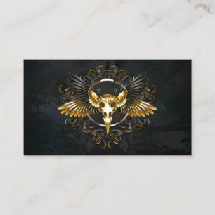 Golden Bird Skull on Black background Calling Card