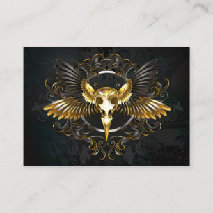Golden Bird Skull on Black background Calling Card