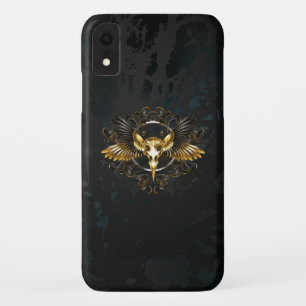 Golden Bird Skull on Black background Case-Mate iPhone Case