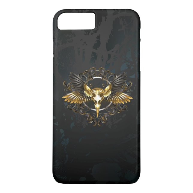 Golden Bird Skull on Black background Case-Mate iPhone Case (Back)