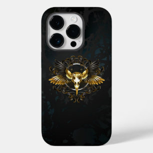 Golden Bird Skull on Black background Case-Mate iPhone 14 Pro Case
