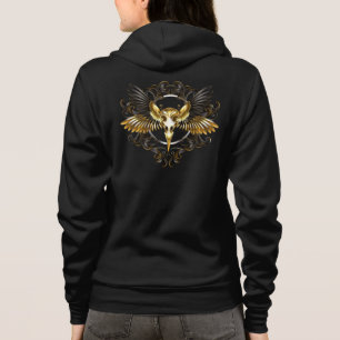Golden Bird Skull on Black background Hoodie