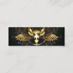 Golden Bird Skull on Black background Loyalty Card