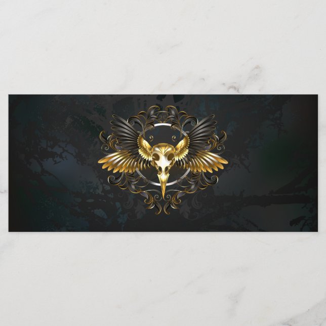 Golden Bird Skull on Black background Menu (Front)