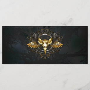 Golden Bird Skull on Black background Menu