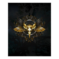 Golden Bird Skull on Black background