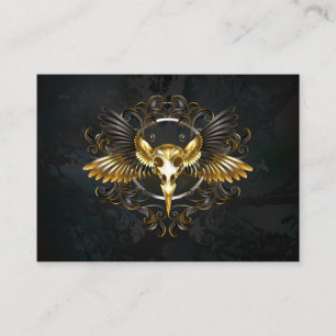 Golden Bird Skull on Black background Referral Card