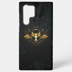 Golden Bird Skull on Black background Samsung Galaxy Case
